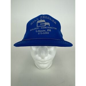 VTG  Blue Trucker Hat Snapback Cap Mesh‎ Builder Contractor Lebanon Pa Roper